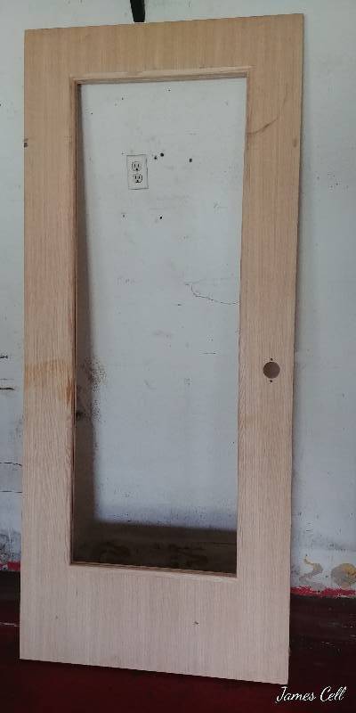 lot 34 image: Commercial 3-0 Solid Oak Full Lite Door Panel