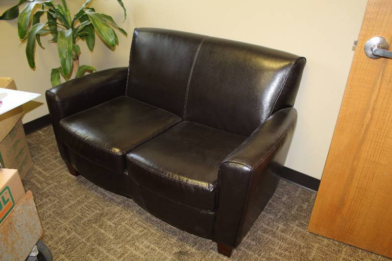 lot 326 image: Brown Leather Couch