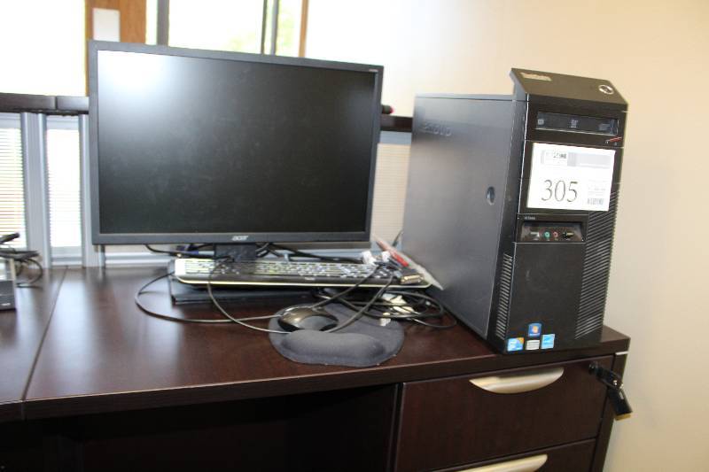lot 305 image: IBM Thinkcentre Desktop Computer w Acer V226WL 22in. Monitor, Keyboard, Mouse