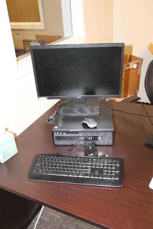 lot 309 image: HP EliteDesk Desktop Computer w Acer V226WL 22in. Monitor, Keyboard, Mouse