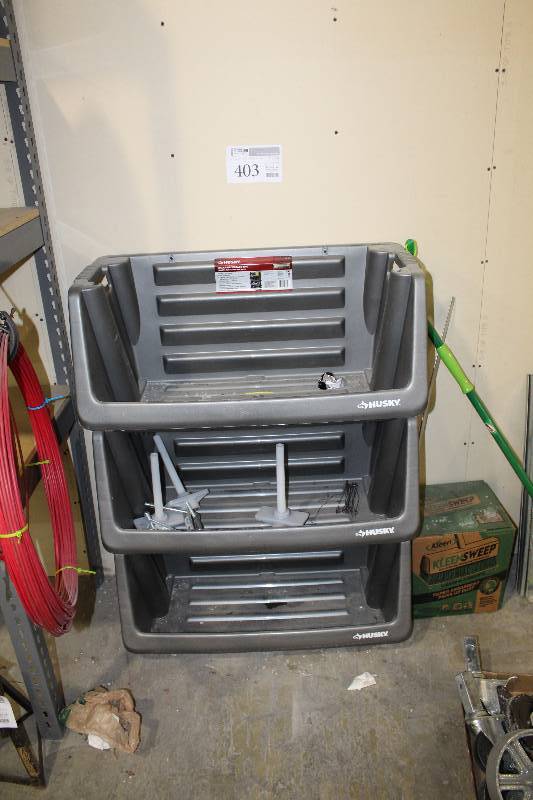 lot 403 image: Husky 3-Tier Stackable Storage Bins