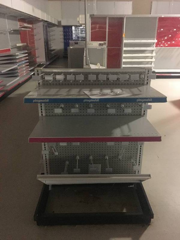 lot 32 image: LONG RETAIL DISPLAY SECTION APPROX 9 LONG DOUBLE SIDED NICE SET UP