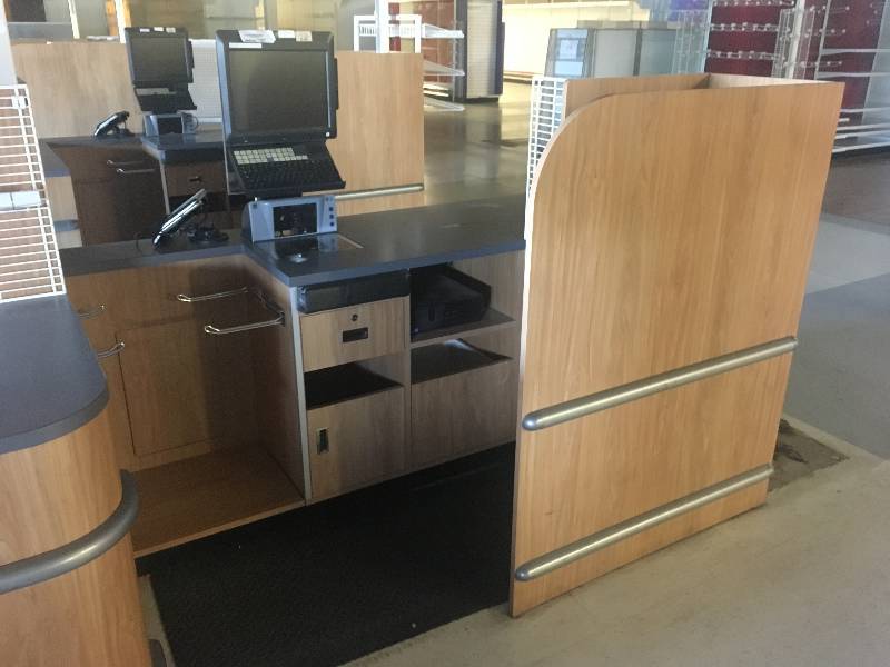 lot 58 image: LOT OF ALL 9 REGISTERS - CHECKOUT STATIONS AND MAIN CHECKOUT STATION  YOU GET ALL 9 UNITS