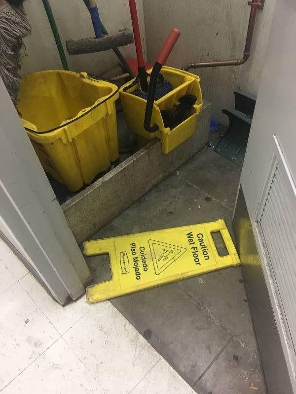 lot 65 image: ALL CONTINENTS IN ROOM - NOT THE WATER THOUGH  MOP BUCKETS - BROOMS - SHOVELS - DUSTPANS - ETC