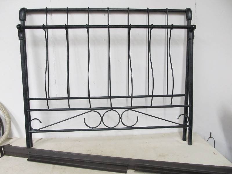 lot 22 image: Green Metal FULL Size Bed Frame wRails