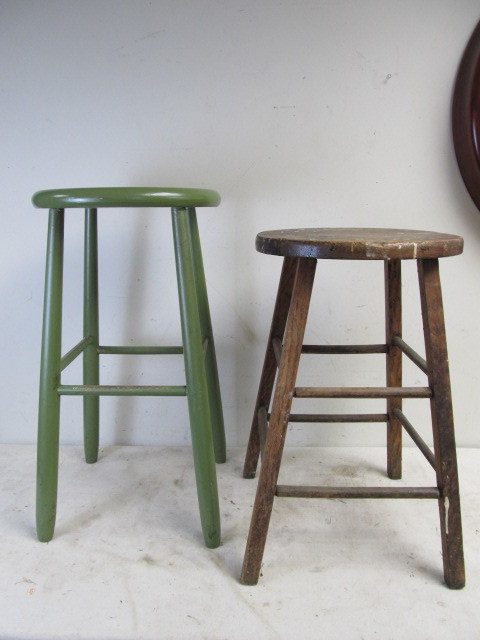 lot 119 image: Pair of Vintage Wooden Stools