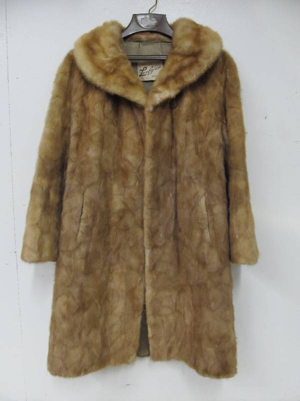 lot 66 image: Vintage Lightened Mink Full Length Fur Coat - Approx Size Medium