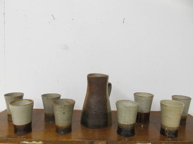 lot 104 image: Vintage Signed STECHOVICE Stoneware Pitcher Set
