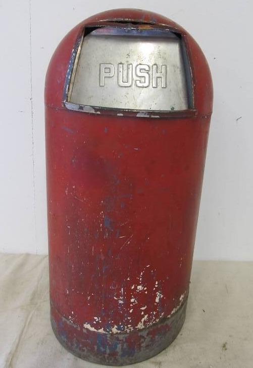 lot 142 image: Vintage Industrial Steel Trash Can  wOriginal Insert