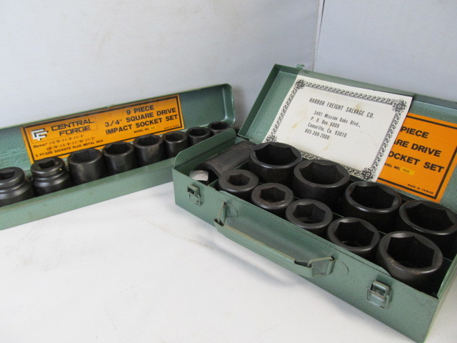 lot 163 image: Heavy Duty LARGE Central Forge Impacts Socket Sets