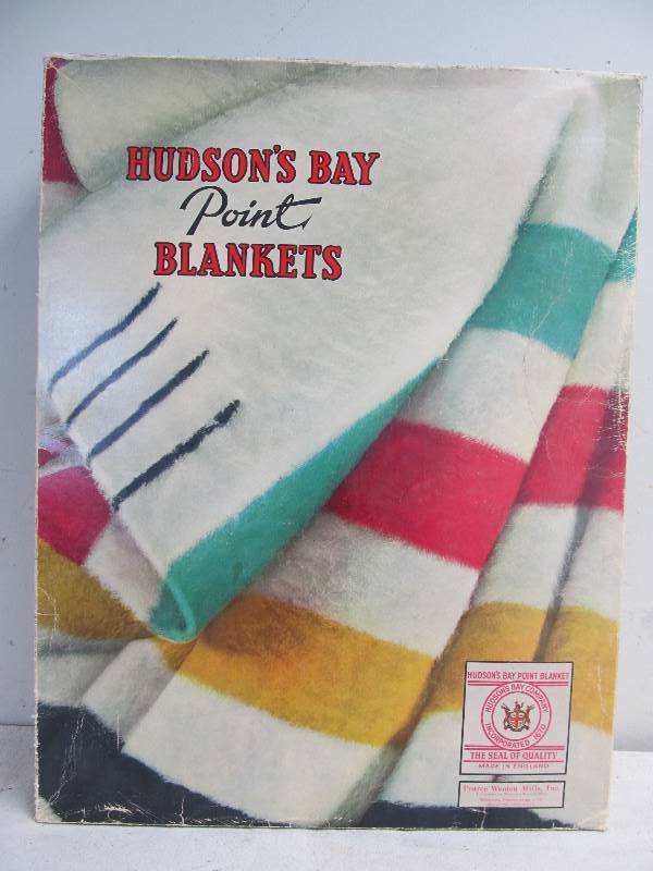 lot 6 image: Original Vintage HUDSON BAY  4-Point Blanket - MINT IN BOX - Red