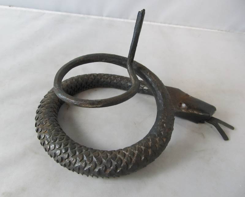 lot 123 image: Sculpted Iron Coiled Snake Sculpture