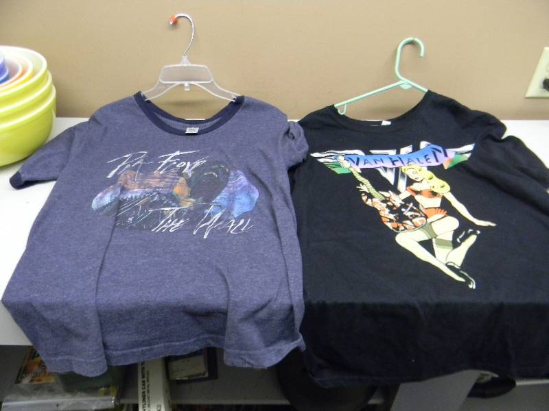 lot 67 image: VINTAGE VAN HALEN (L) & PINK FLOYD (M) T-SHIRTS - OLD SCHOOL - SEE PICTURES