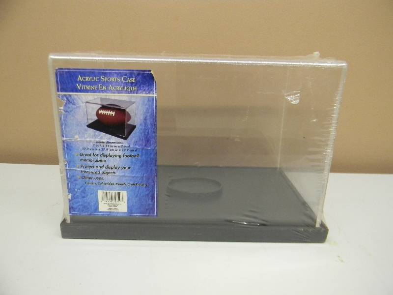 lot 81 image: ACRLIC FOOTBALL CASE IN WRAPPING STILL - SEE PICTURES