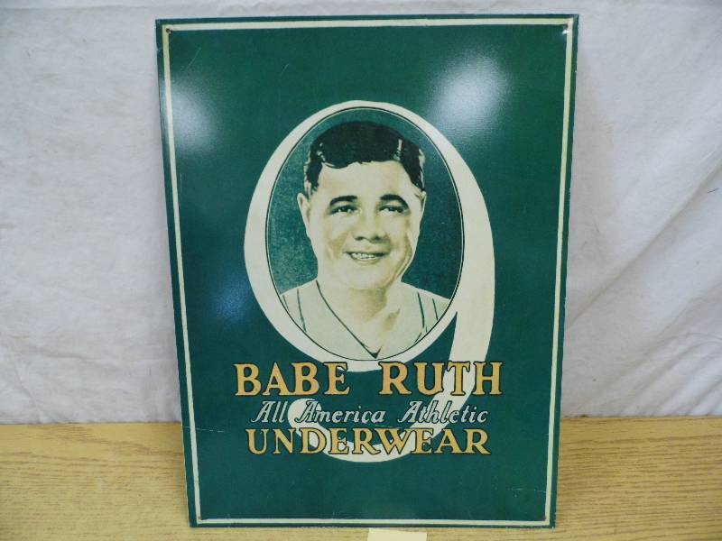lot 70 image: Babe Ruth Metal Sign