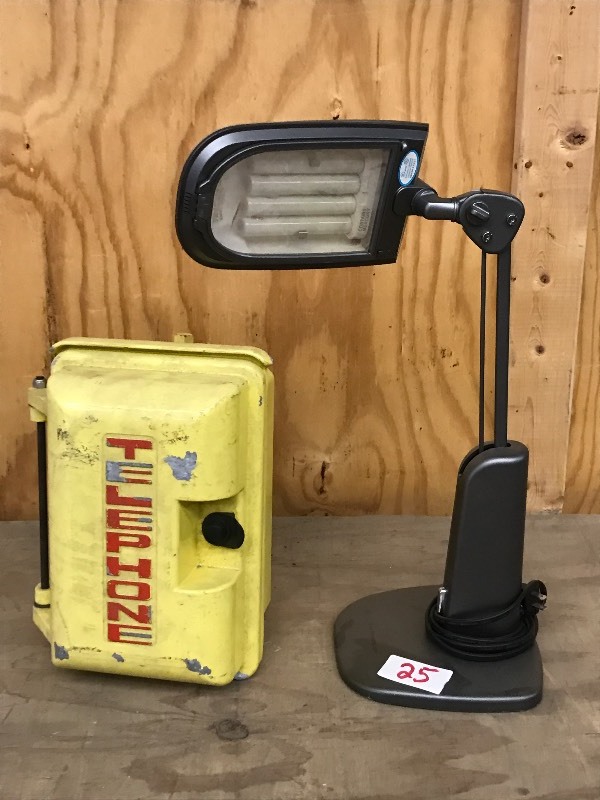 lot 25 image: (1) Vintage Phone Box & (1) 3M Glar...