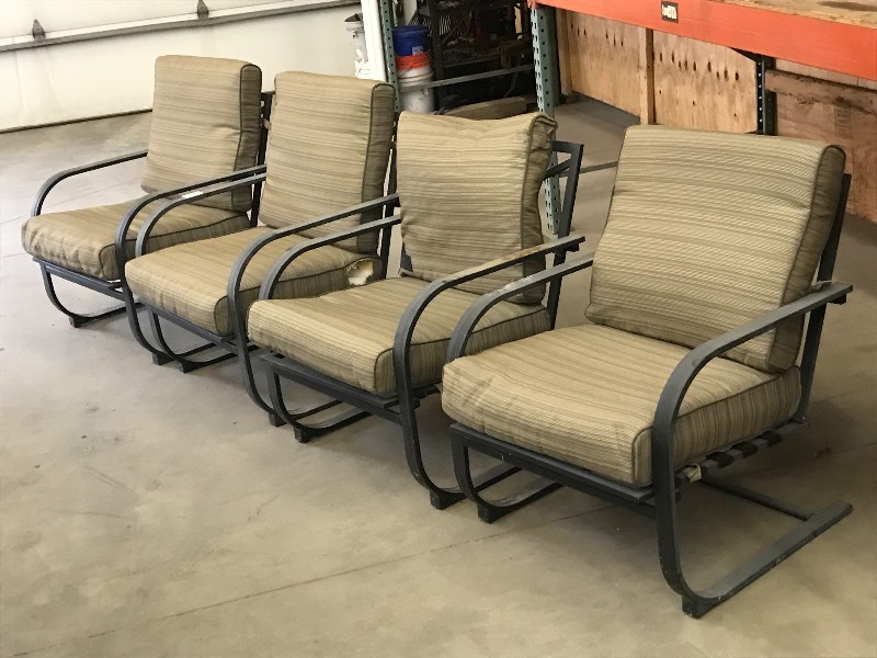 lot 28 image: Set Of (4) Steel Patio Chairs With ...