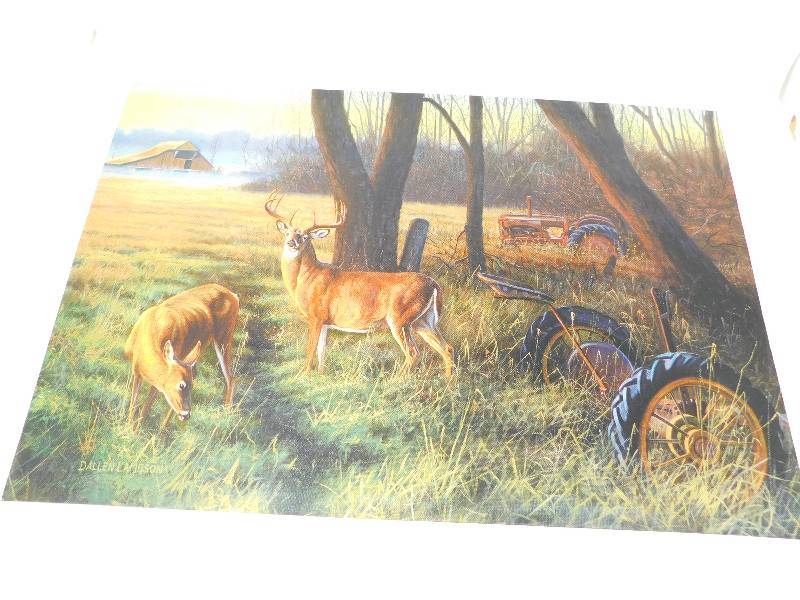 Canvas Print Of A Buck & Doe In Farm Field  By Dallen Lambson