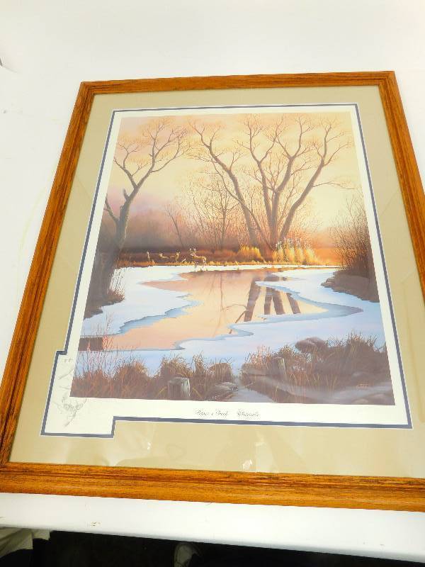 Framed & Matted Picture Of Bevens Creek--Whitetails---By Stans