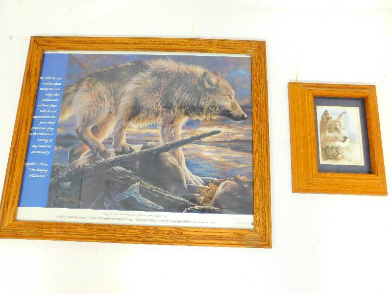 Two Framed Pictures Of Wolves