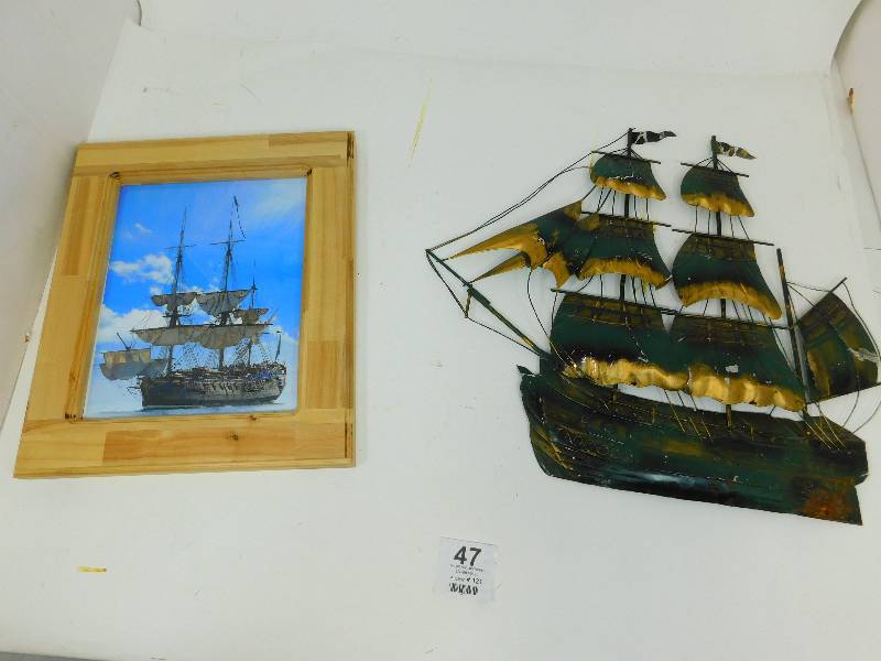 Two Vintage Sailboat Decor