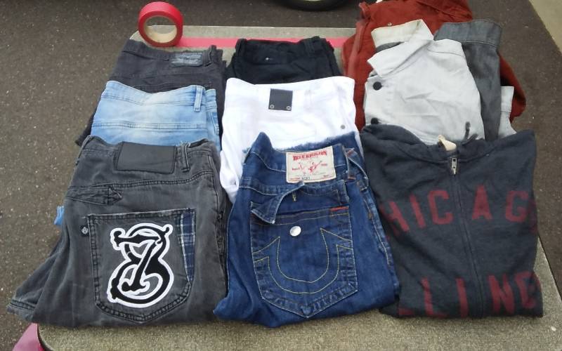 lot 3 image: 3-Pair Jeans, 3-Pair Shorts Size 36, Winter Jacket Size L, Hoodie Size XL, Levis Jean Jacket Size XXL