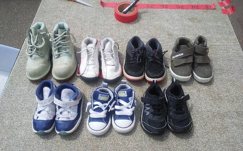 lot 14 image: 3 Pair Jordan & Lot Of Kids Sneakers, 1-Pair Timberland Boots Size 10
