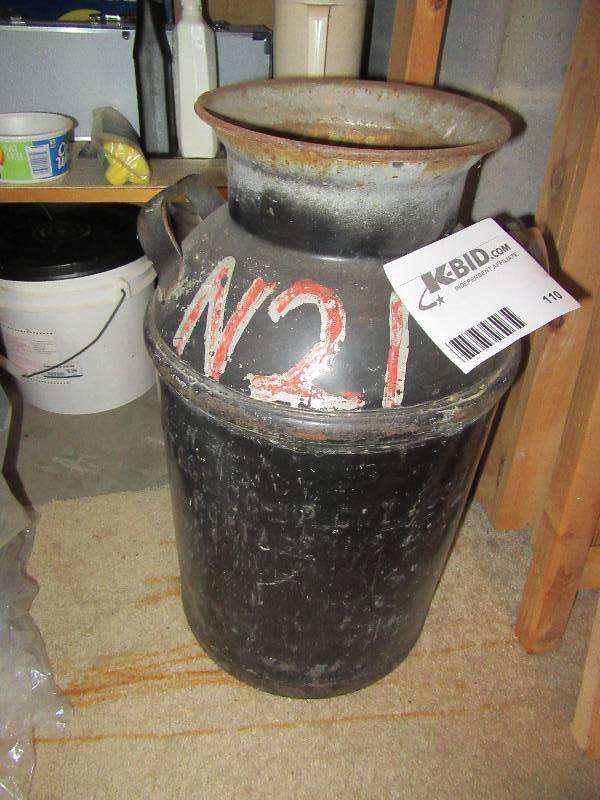 lot 110 image: Black Painted Cream Can