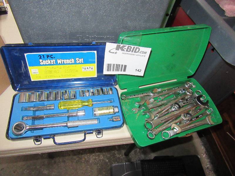 lot 142 image: Socket Wrench Kit and Various Wrenches