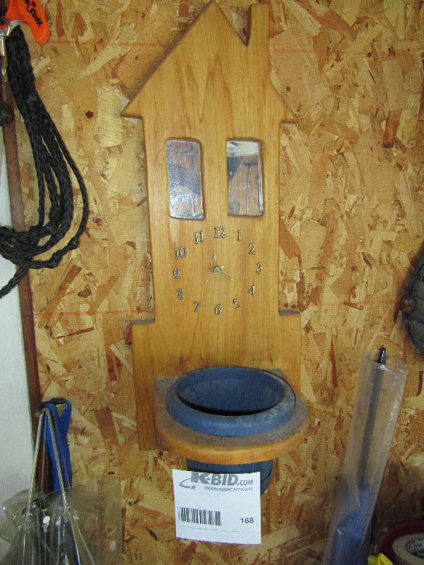 lot 168 image: Hanging Wall Clock with Holder
