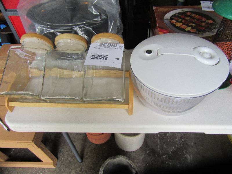 lot 161 image: Salad Spinner and Glass Candy Jars