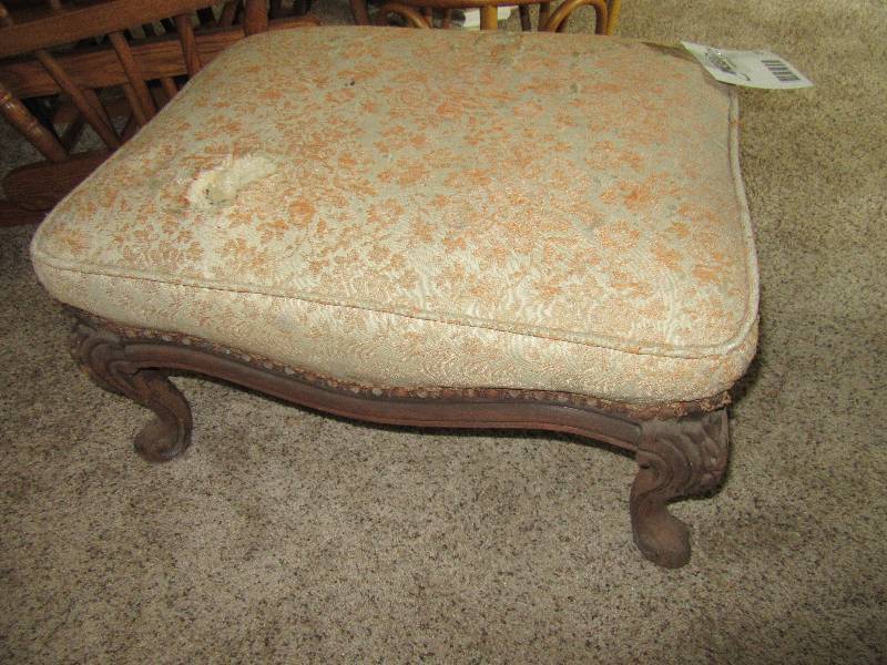 lot 211 image: Antique Wood Carved Ottoman