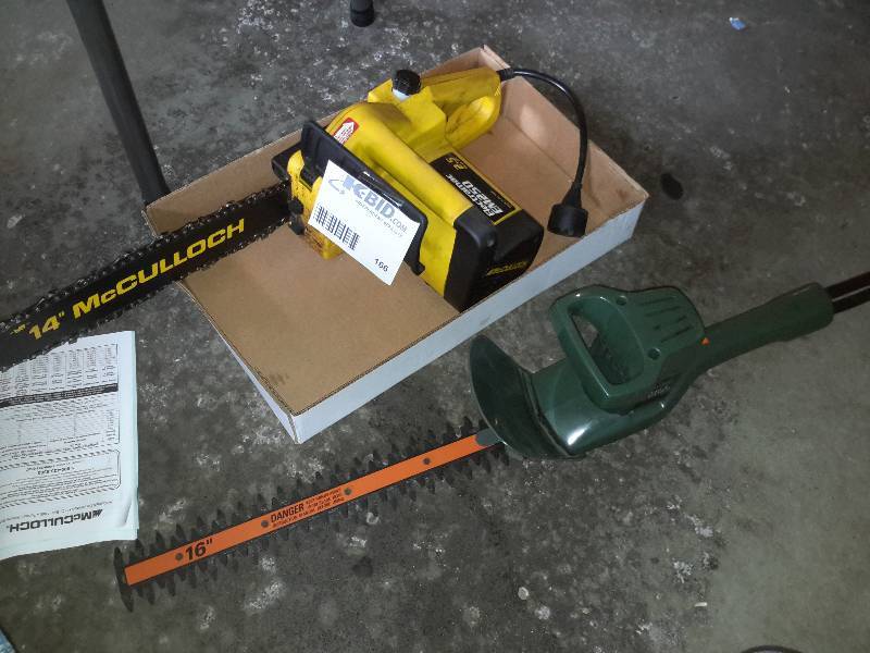 lot 166 image: 1 Electric Chainsaw, 1 Electric Hedge Trimmer