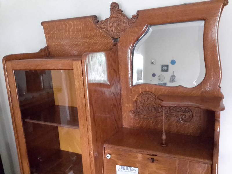 lot 4 image: Tiger Oak Secretary Desk