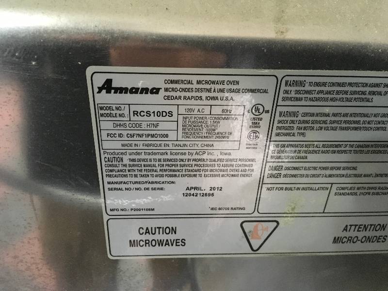 lot 56 image: Amana Commercial Microwave
