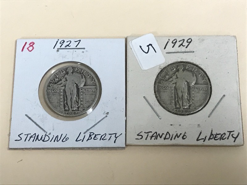 1927 and 1929 Standing Liberty quar...