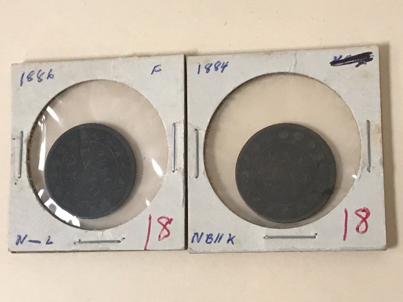 1884 and 1886 Canadian large cents...
