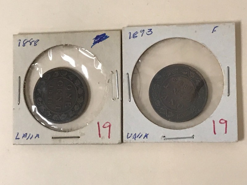 1888 and 1893 Canadian large cents...