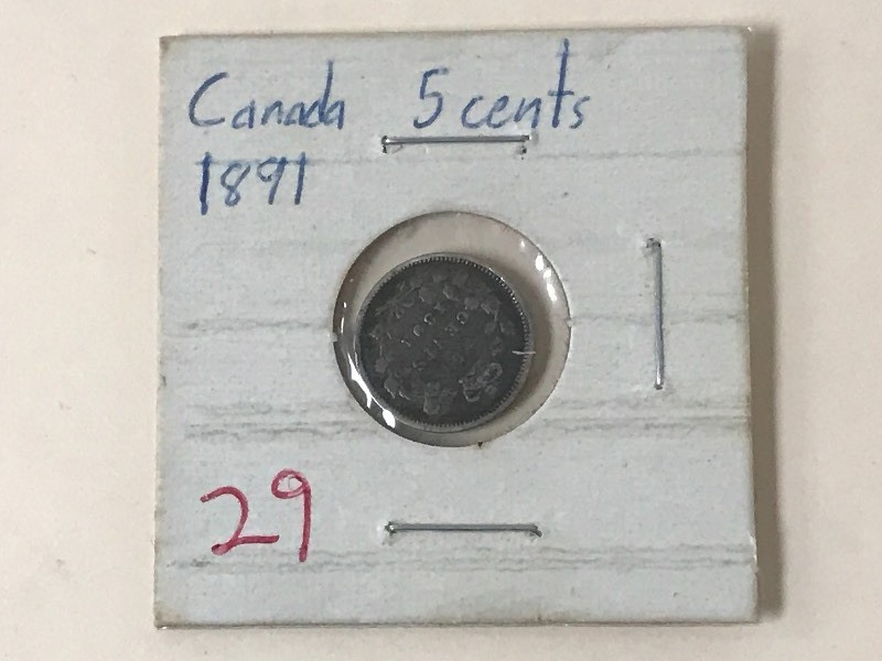 Canadian 1891 silver 5 cent piece...