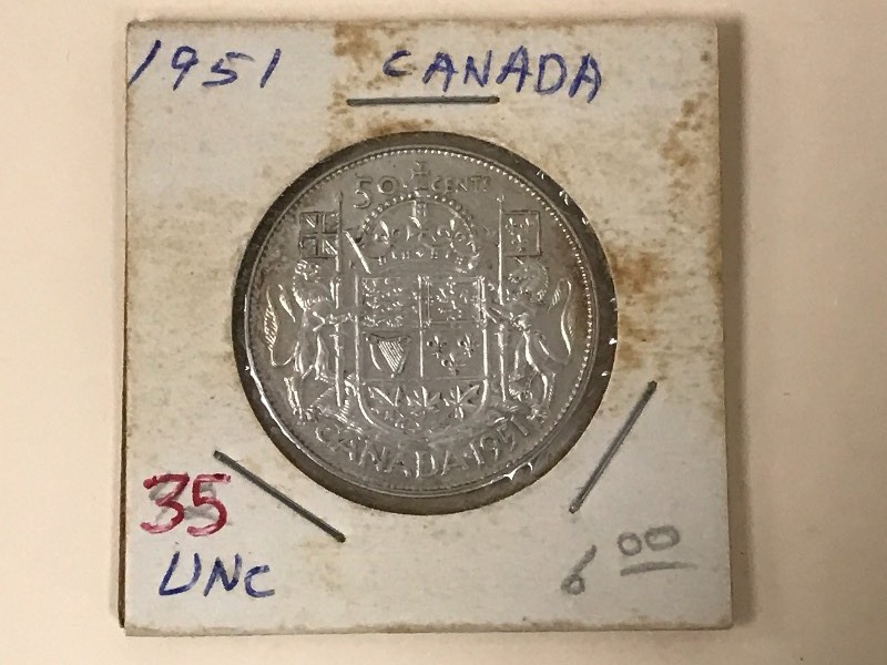 Canadian 1951 silver half dollar...