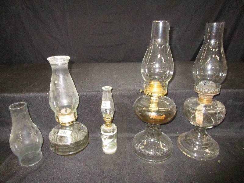 lot 241 image: 3 Glass Lanterns and 1 top