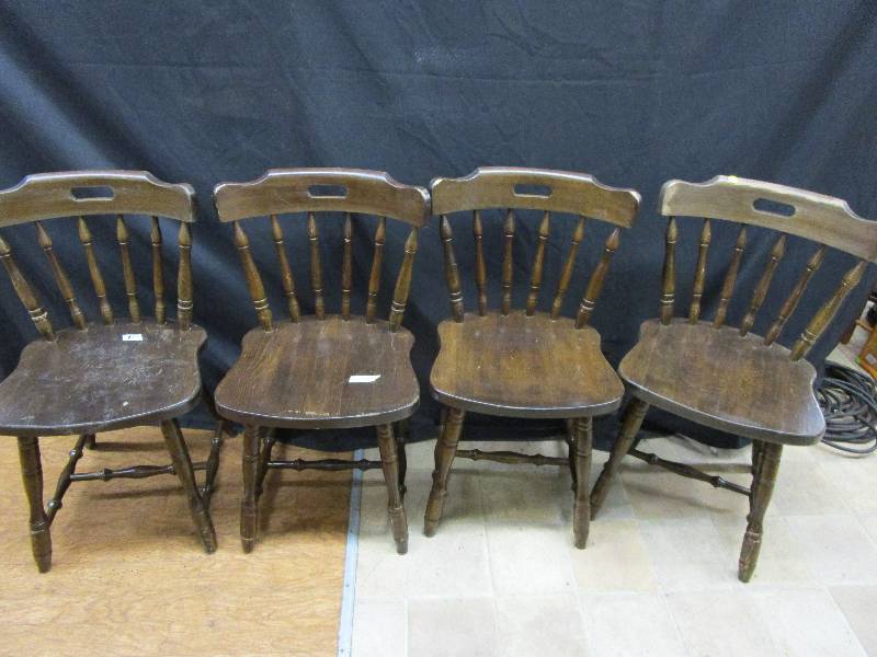 lot 52 image: 4 Sturdy Wood Chairs