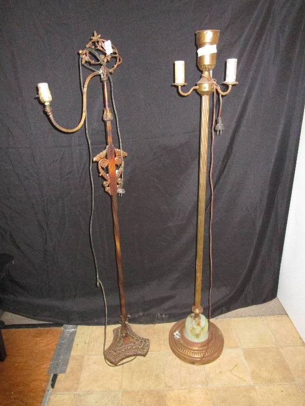 lot 77 image: 2 Standing antique lamps  approx 57 tall