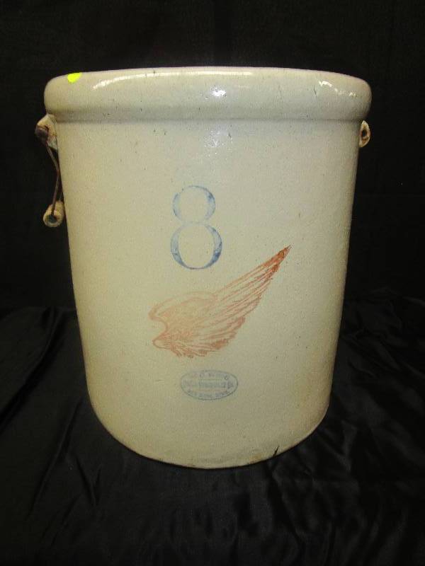 lot 108 image: Red Wing 8 Gallon Crock (Large Wing)