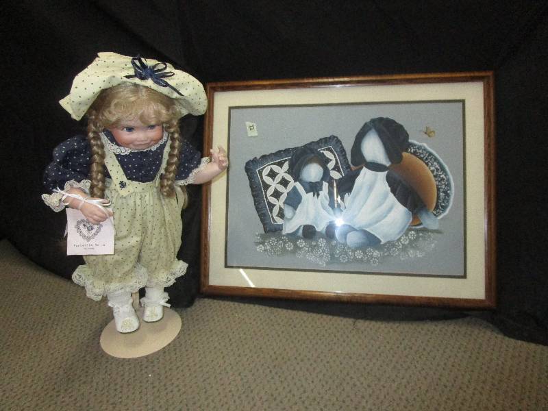 lot 143 image: Amish Picture and Handmade Porcelain Doll