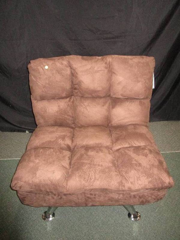 lot 157 image: Furniture of America just opened up the box and put together. Futon like single size chair  flattens into bed 3ft bide and bed layes down and measures 4 ft long.
