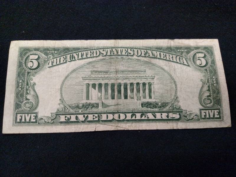 1953 A Five Dollars Red Seal Note...
