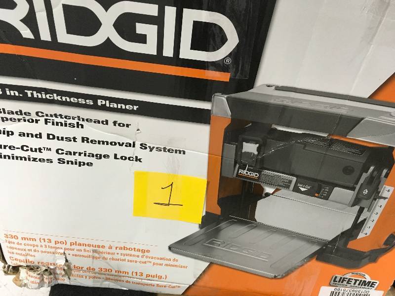 lot 1 image: Ridgid 13 in. Thickness Corded Planer in good working condition
