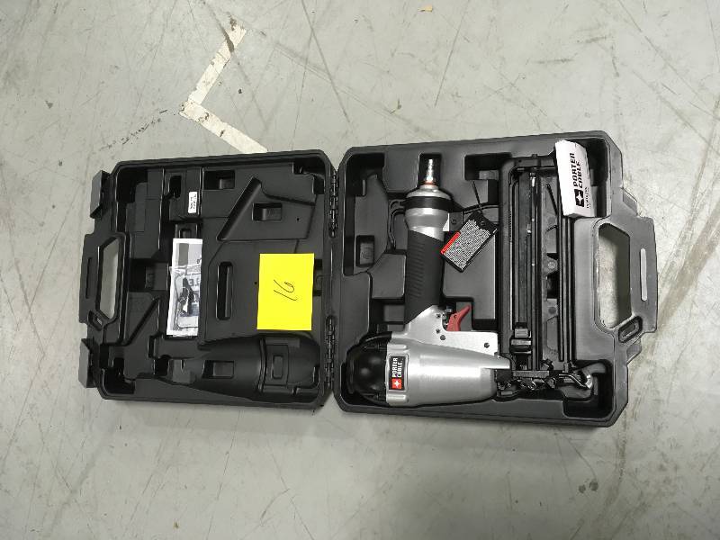 lot 16 image: PORTER CALBLE Pneumatic 16-Gauge 2-12 in. Nailer Kit  in good working condition