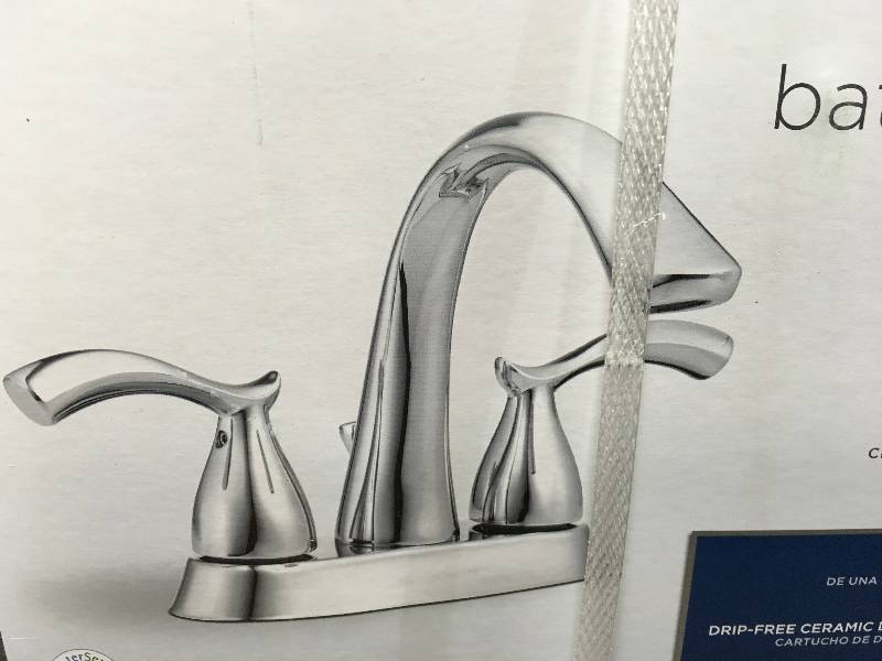 lot 23 image: Glacier Bay Edgewood 4 in. Centerset 2-Handle High-Arc Bathroom Faucet in Chrome new